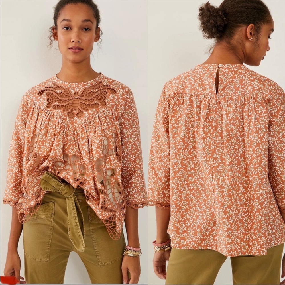 NWOT Anthropologie Blue Tassel Marcie Lace Blouse